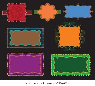 Colourful Henna Frames - Detailed and Easily editable