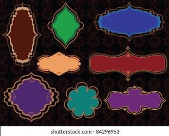 Colourful Henna Frames, Easily editable