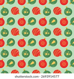 Padrão de férias colorido sem emenda com brinquedos da árvore de Natal. Ilustração do vetor Xmas.