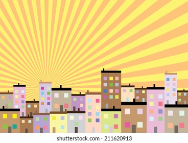 A Colourful Housing Estate. Vector