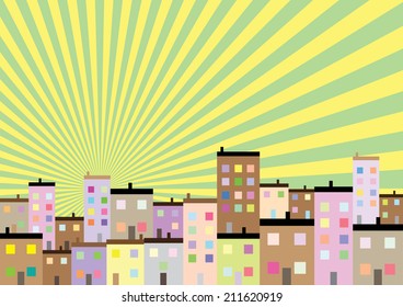 A Colourful Housing Estate. Vector