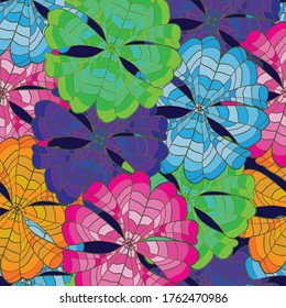 colourful huge flowers seamless pattern