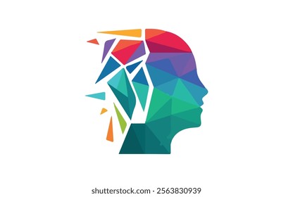 colourful human brain is a symbol of intelligence logo design