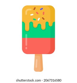 Un colorido icono plano de caramelo de hielo