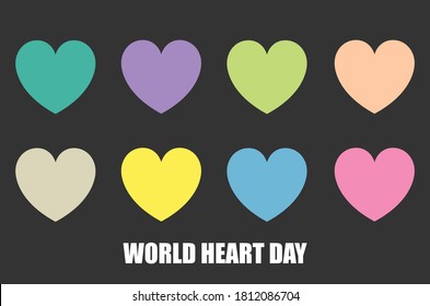 colourful icon of heart with word world heart day