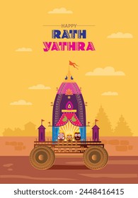 Colourful Illustration and greeting design for the occasion of Odisha festival Ratha Yatra.