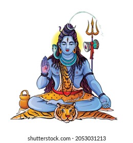 colorida ilustración de lord shiva indio. gráficos vectoriales.