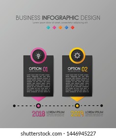 Colourful infographic with 2 options. Timeline. Vector