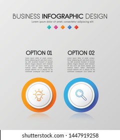Colourful infographic with 2 options. Timeline. Vector