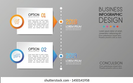 Colourful infographic with 2 options. Timeline. Vector