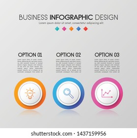 Colourful infographic with 3 elements. Timeline. Vector