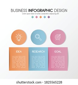 Colourful infographic with 3 steps and business icons. Diagram. Vector