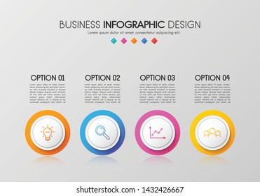 Colourful infographic with 4 steps. Timeline. Vector