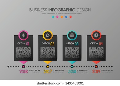 Colourful infographic with 4 steps. Timeline. Vector
