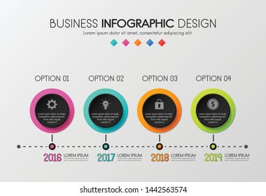 Colourful infographic with 4 steps. Timeline. Vector