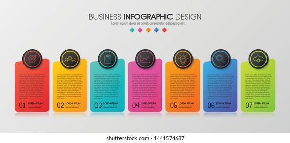 Colourful infographic with 7 steps. Vector