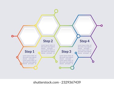 Colourful infographic chart design template. Communication info. Abstract vector infochart with blank copy spaces. Instructional graphics with 4 step sequence. Visual data presentation