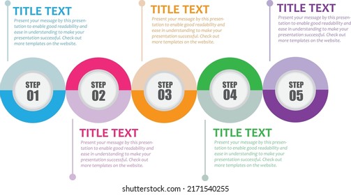 Diagrama Infográfico Colorido - cinco pasos de presentación