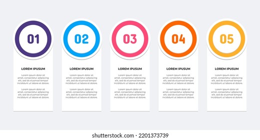 Colourful infographic steps. Flat design table of contents infographic. Business concept with 5 steps. 