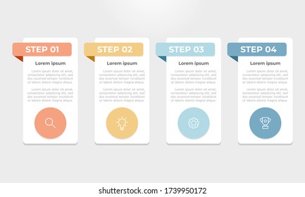 Colourful infographic steps with text boxes. Business concept with 4 steps.
