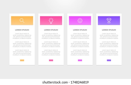 Colourful infographic steps with text boxes. Business concept with 4 steps.