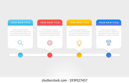 Colourful infographic steps with text boxes.