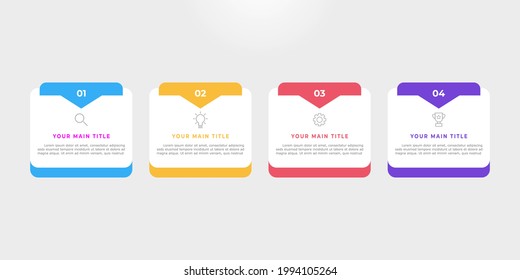 Colourful infographic steps with text boxes. Business concept with 4 steps.