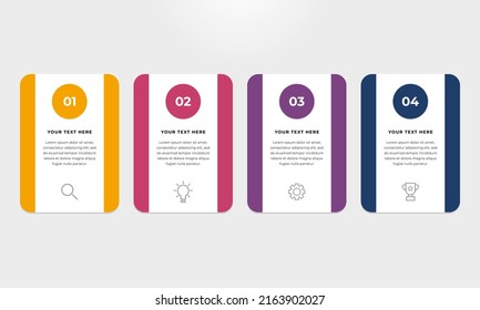 Colourful infographic steps with text boxes. Business concept with 4 steps.