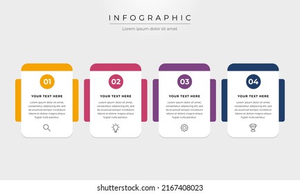 Colourful infographic steps with text boxes. Business concept with 4 steps.
