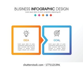 Plantilla infográfica colorida con 2 opciones. Diagrama de flujo. Vector 