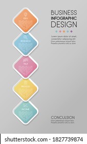 Colourful infographic template with 5 steps. Vector