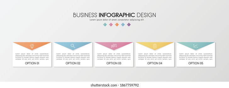 Colourful infographic template with 5 steps. Vector