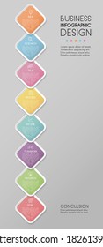 Colourful infographic template with 8 options. Flowchart. Vector