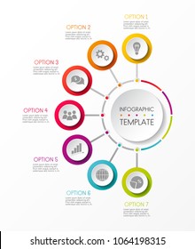 Colourful infographic template with business icons and specified steps. Vector.