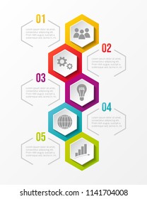 Colourful infographic template with financial icons. Vector.