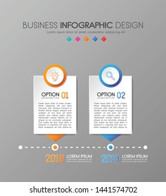 Colourful infographic - timeline with 2 steps. Vector