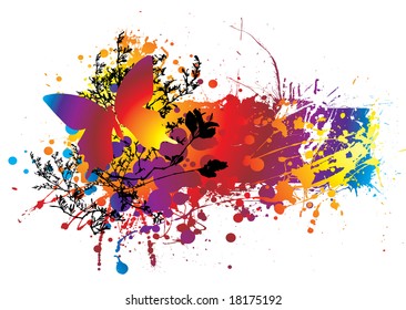 colourful ink splat natural background with room to add copy