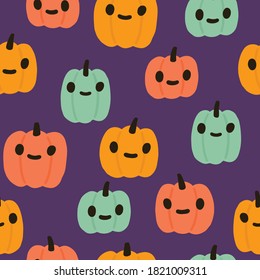 Colourful Jack lanterns Halloween seamless pattern