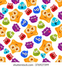 Colourful Jelly Characters with Emotions. Cute Vector Illustration Pattern