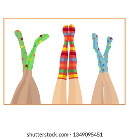 Colourful ladies socks, vector illustration of bright socks