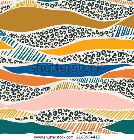 Colourful Leopard Animal skin with Layer abstract art Seamless pattern Vector Illustration ,Design for fashion , fabric, textile, wallpaper, cover, web , wrapping and all prints 
