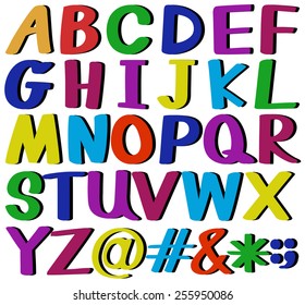 Colourful letters of the alphabet on a white background
