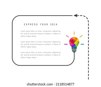 Colourful light bulb as creative idea concept. Copy space, isolated on white background.