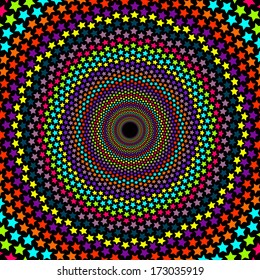 Colourful light explosion on black background. Vector illustration