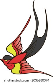 Colourful line art of 
swallow. Good use for symbol mascot icon avatar tattoo tribal T Shirt logo or any design. 
