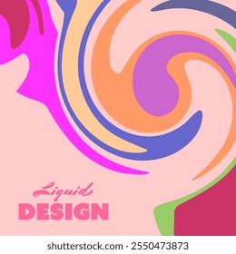 Colourful liquid swirl design minimalist style. Modern abstract art for social media advertising, promotions, covers