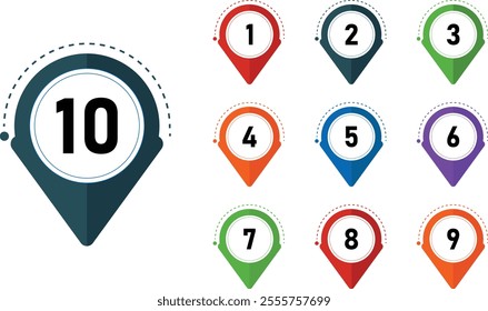 Colourful Location Bullet point set design template sign and symbol 