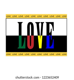 Colourful love slogan, t shirt graphics, tee print design. Vector.