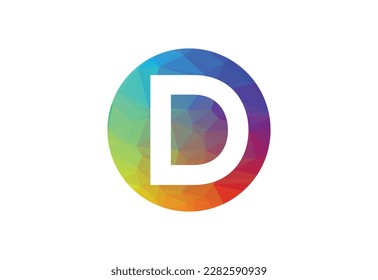 Colourful Low Poly and initial D letter logo design, Vector illustration

