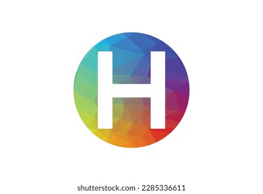 Colourful Low Poly and initial H letter logo design, Vector illustration
